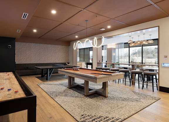 Pool table and shuffle board at The Mera, Minnesota