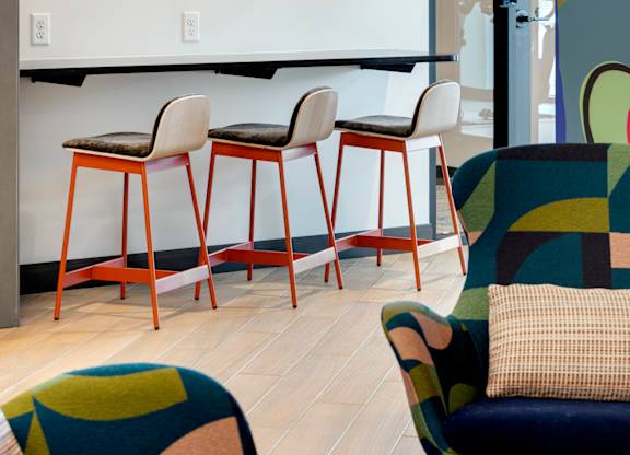 high-top counter with chairs
