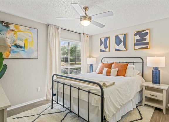 a bedroom with a bed and a ceiling fan at District 2308, Arlington, TX 76011 ?