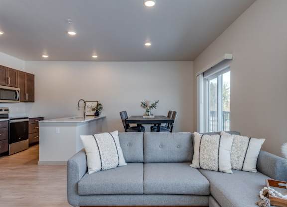 Open Concept 2 Bedroom Kitchen and Dining Area with Modern Design