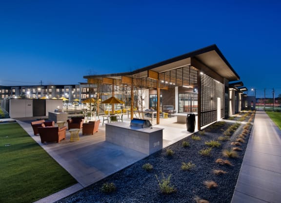 Corsair Apartments Exterior at Night