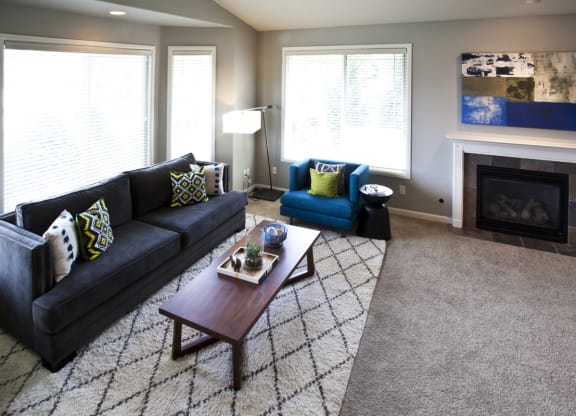 Grandridge Place Apartments Living Room and Fireplace