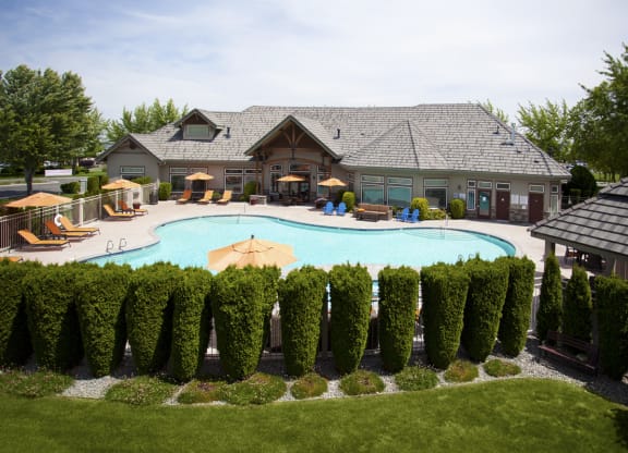 Grandridge Place Apartments Pool and Pine Trees