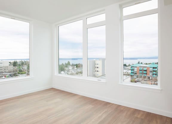 Puget Sound, Olympic and Cascade Mountains and Downtown Seattle Views