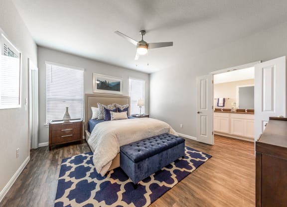 Rivers Edge Apartments Furnished Bedroom with Plenty of Natural Light