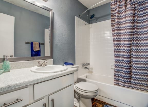 a bathroom with a sink toilet and bathtub