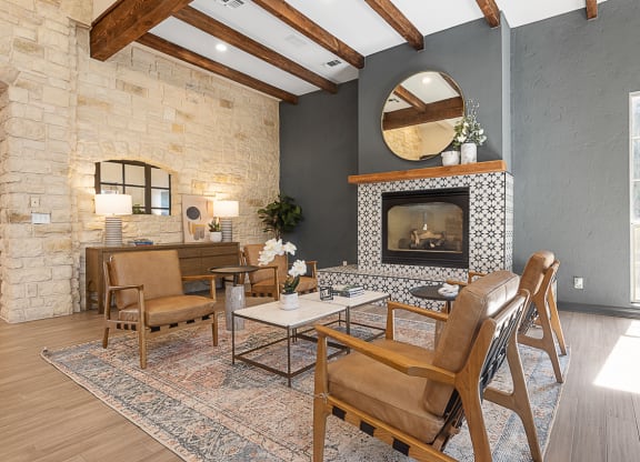 Clubhouse With Fireplace at Villas at Rogers Ranch, San Antonio, TX, 78258