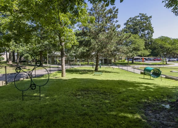 a park with a playground and trees