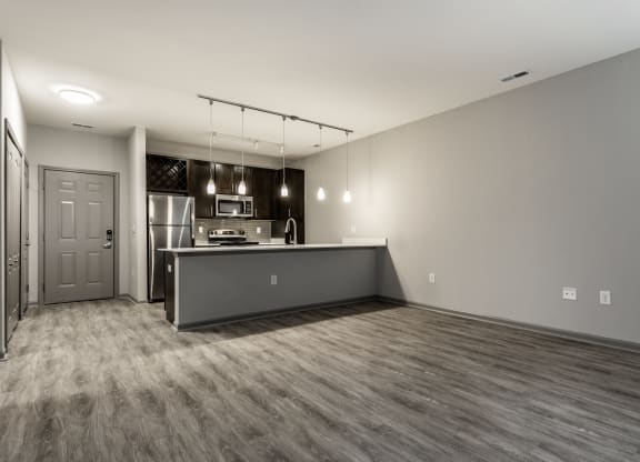 an empty living room at Bella Vista Apartments, Fishers
