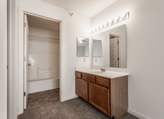 Bathroom interior at Polo Run Apartments, Greenwood, IN