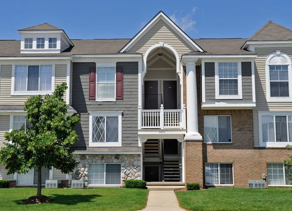 Contemporary Apartment Exterior Details at The Harbours Apartments, Clinton Twp, MI, 48038
