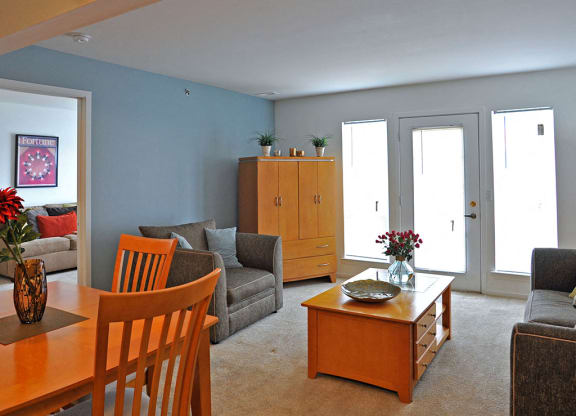 Living Room at The Harbours Apartments, Clinton Twp, MI, 48038