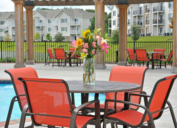 Poolside Lounge Areas at Killian Lakes Apartments and Townhomes, South Carolina
