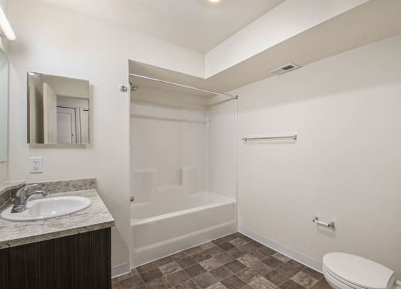 primary bathroom at Andover Pointe Apartment Homes, NE, 68138