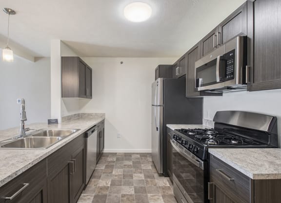 kitchen with stainless steel appliances at Andover Pointe Apartment Homes, NE, 68138
