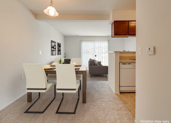 Aster Layout Dining Area at The Harbours Apartments, Clinton Twp, MI