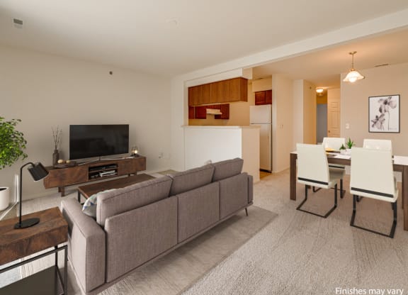 Aster Layout Living and Dining Areas at The Harbours Apartments
