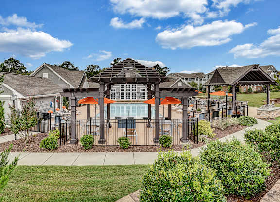 community clubhouse with gazebo and lawn at Avellan Springs Apartments, Morrisville, North Carolina