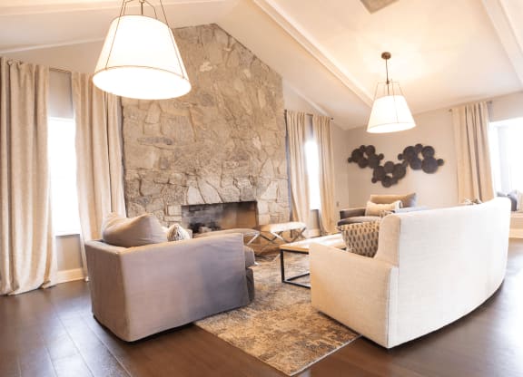 Clubhouse Fireplace at Bay Pointe Apartments, Indiana, 47909