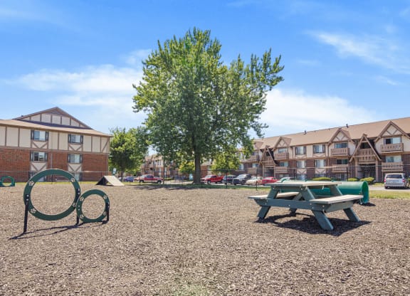 our apartments have a playground and a picnic table at Bay Pointe Apartments in IN 47909