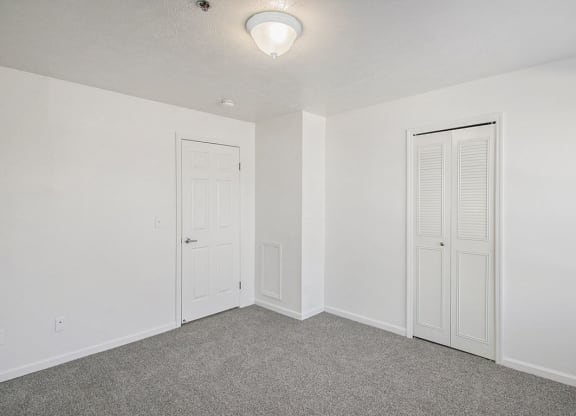 spacious bedroom with walk in closet at Canal 2 Apartments, Lansing, Michigan