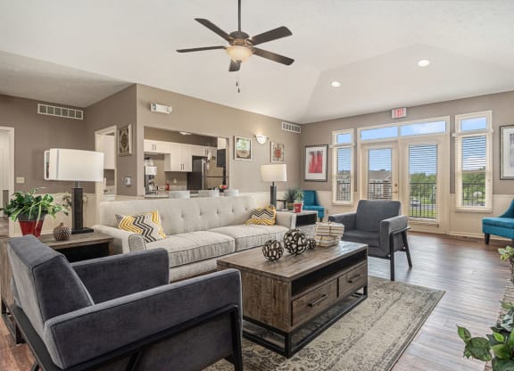 Posh Lounge Area In Clubhouse at Colonial Pointe at Fairview Apartments, Nebraska