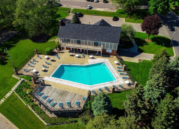 Aerial View Of Pool at Concord Place Apartments, Kalamazoo, MI