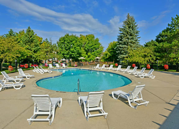 Swimming Pool and Sundeck at Bristol Square and Golden Gate Apartments, Wixom, Michigan