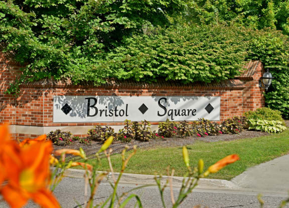 Entrance Signage at Bristol Square and Golden Gate Apartments, Wixom, MI, 48393