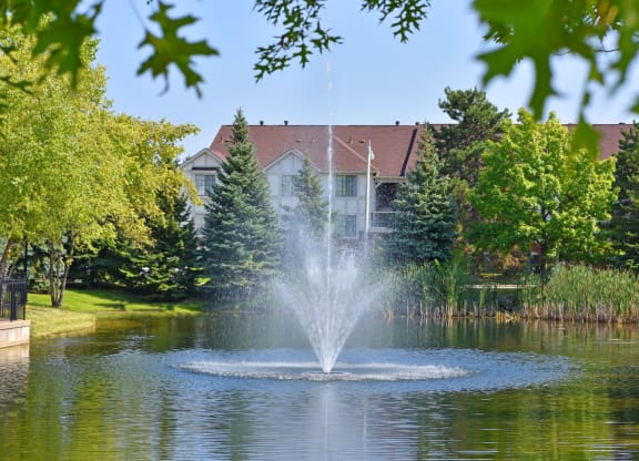 Lake with Fountain at The Springs Apartment Homes, Novi, 48377