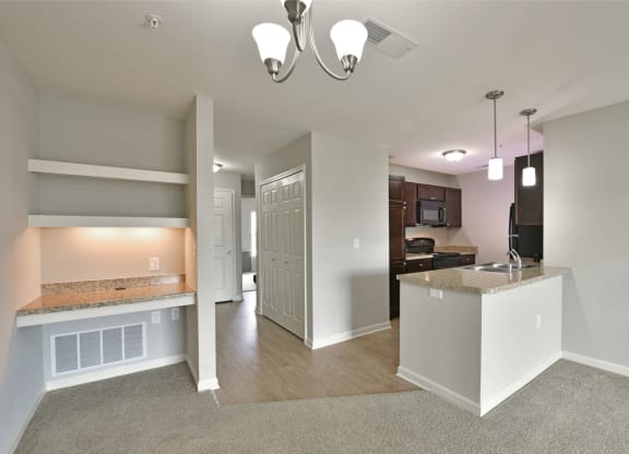 Erie Living and Kitchen at River Hills Apartments, Fond du Lac, WI