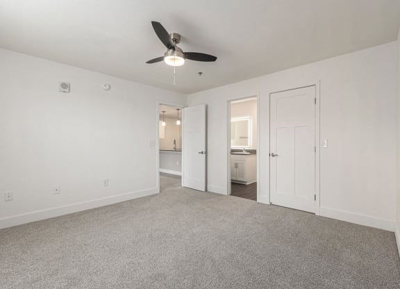 Bedroom with ensuite and walk in closet at Eagle Ridge Apartment Homes, Traverse City, 49685
