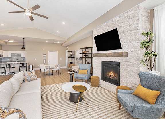 Community building with fireplace at Eagle Ridge Apartment Homes, Traverse City, Michigan