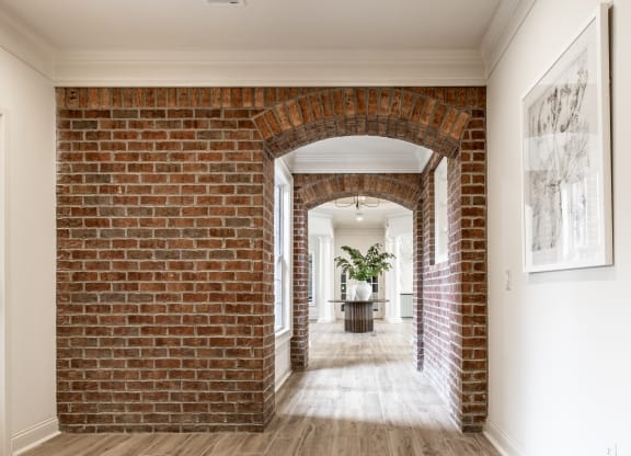 Brick structured clubhouse hall way at Alexandria of Carmel Apartments, Carmel, 46032