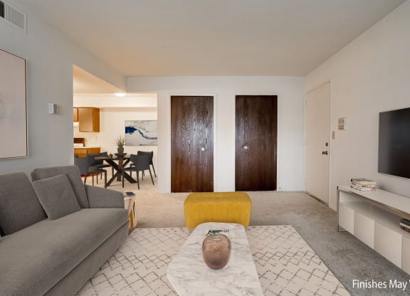 Mina Layout Model Living Room at Fox Pointe Apartments, IL