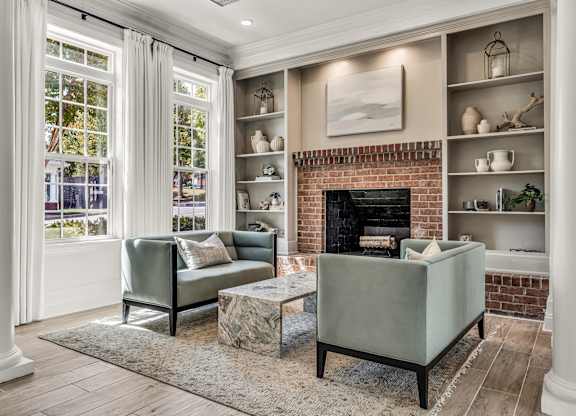 Living Room fireplace at Enclave Apartments, Midlothian