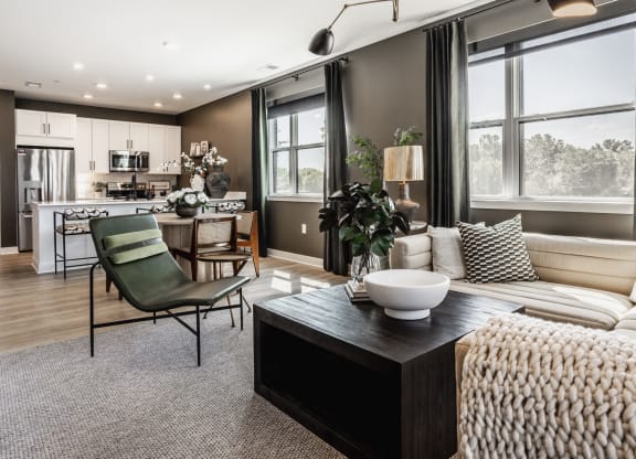 Bright Living Room at Nuvo Flats, Merrillville, IN, Indiana