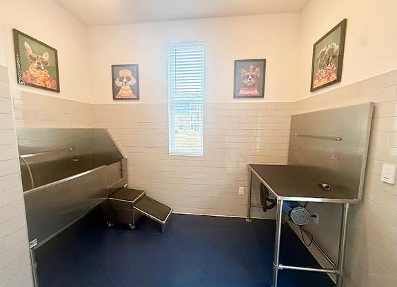 A pet spa with washing and drying areas at The Grove Apartment Homes, Lincoln, NE