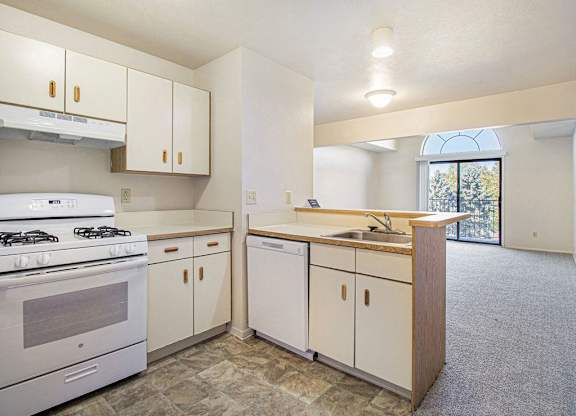 kitchen with a gas stove and a dishwasher at Gull Prairie/Gull Run Apartments and Townhomes, Kalamazoo, MI