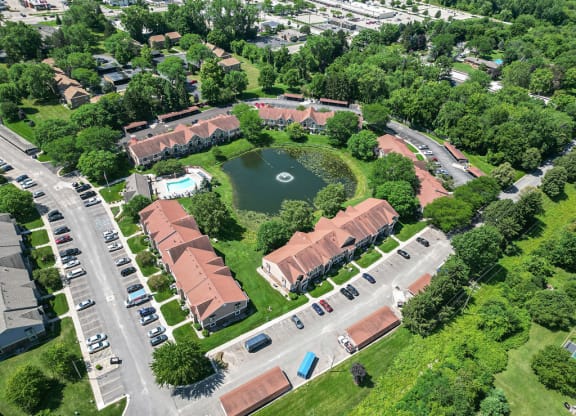 an aerial view of apartment community at Hampton Lakes Apartments, Walker, MI, 49534