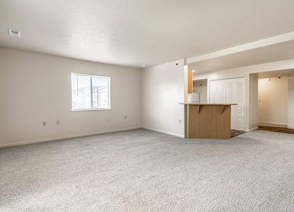 Empty room with a window and a door