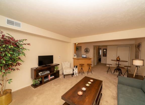 Open Concept Living Room at Indian Lakes Apartments, Mishawaka, Indiana