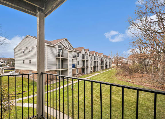 Private balcony view at Indian Lakes Apartments, Indiana