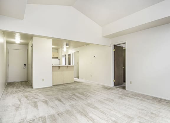 cathedral ceiling in living room at Indian Lakes Apartments, Mishawaka
