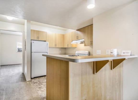 Two Bedroom Kitchen with Breakfast Bar at Indian Lakes Apartments, Mishawaka