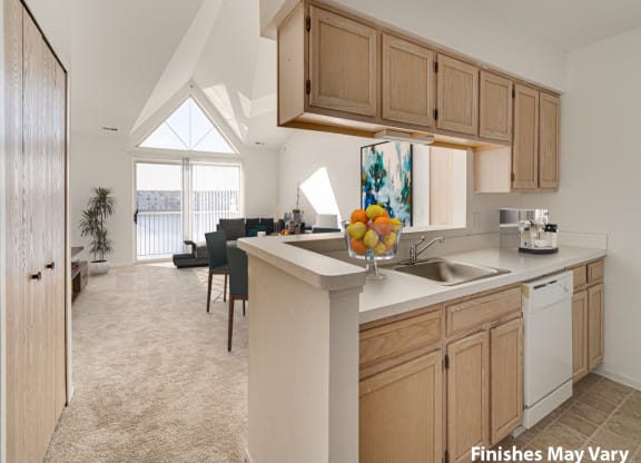 Lily Layout Kitchen Breakfast Bar at The Harbours Apartments, Clinton Township, MI