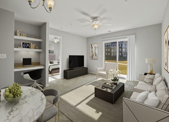 Michigan Living Room at River Hills Apartments, Fond du Lac