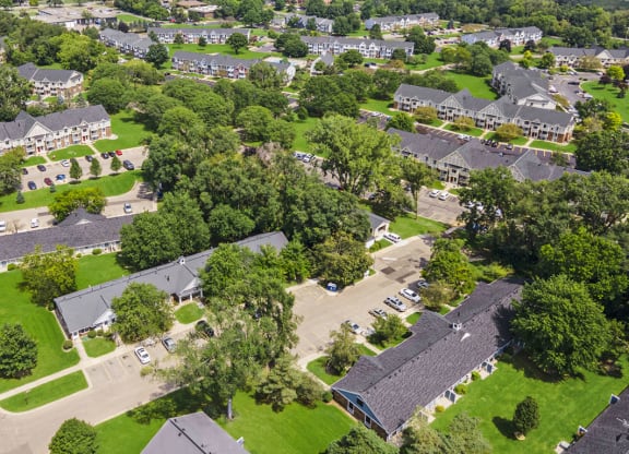 an aerial view of Newport Village Apartments, Portage, MI