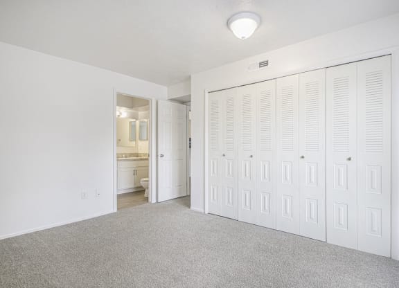 bedroom with walk-in closet and a bathroom at North Pointe Apartments, Indiana