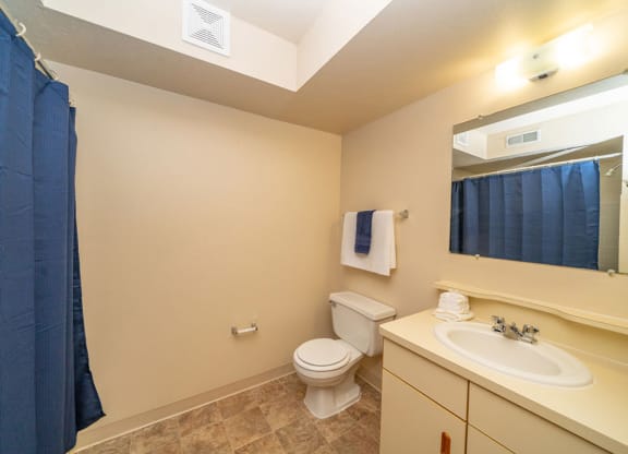 Western Toilet In Bathroom at North Pointe Apartments, Elkhart